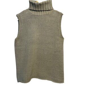 Banana Republic Women M Sleeveless Turtleneck Sweater Cotton/Acrylic Gray USA